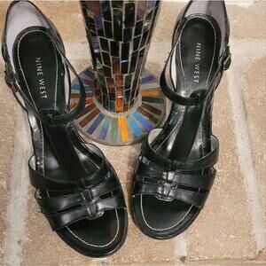 Nine West black high heel sandals size 9M